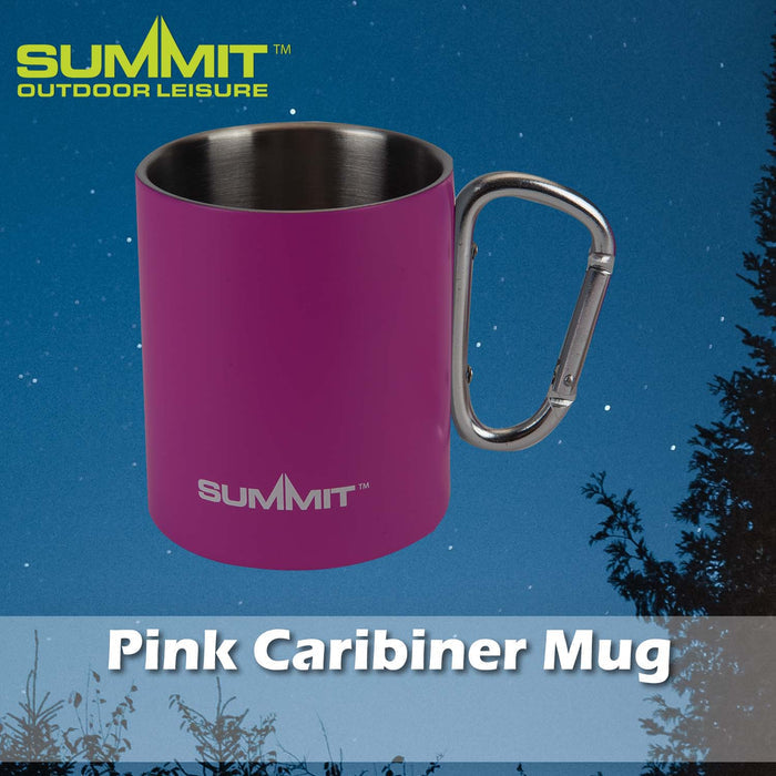 Caribiner Double Walled Mug Good for Days Out Pink - 9cm x 8cm