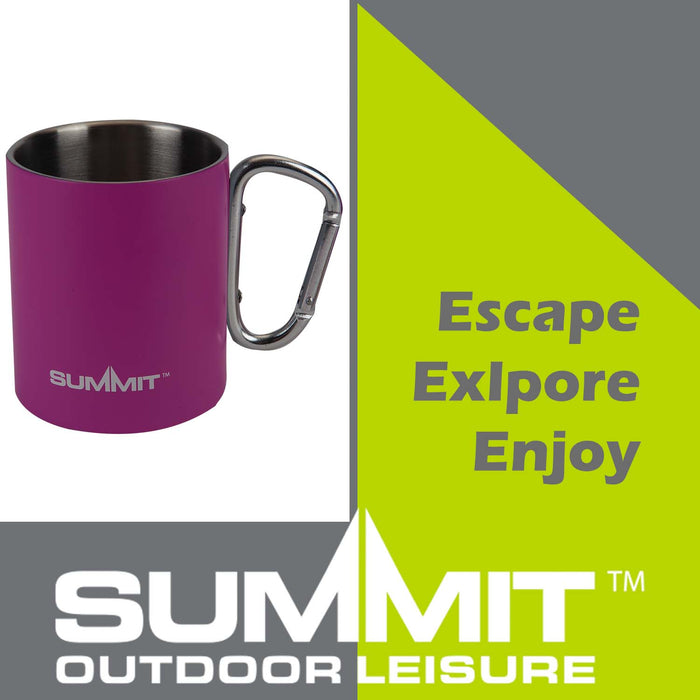 Caribiner Double Walled Mug  Pink - 9cm x 8cm