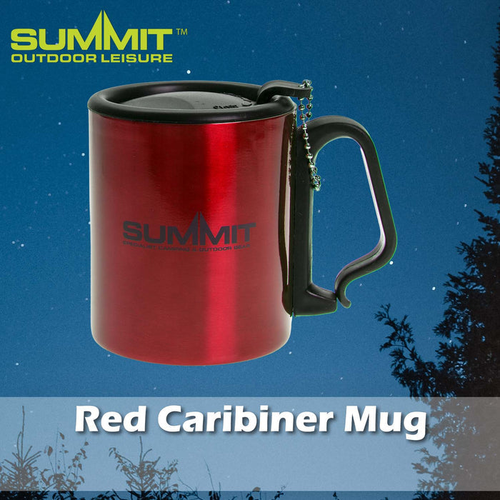 Caribiner Double Walled Mug Good for Days Out Red - 9cm x 7cm