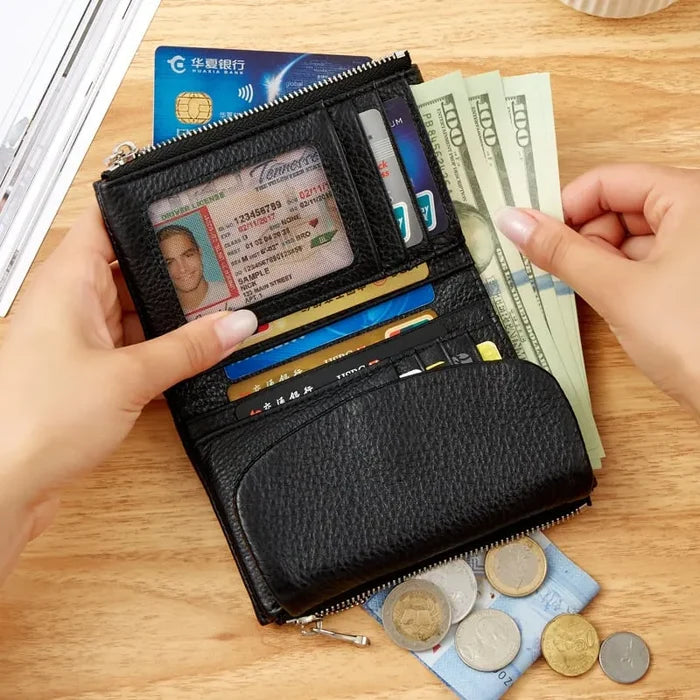 🔥⏰Cartera unisex RFID Pebble de piel auténtica🔥-ES