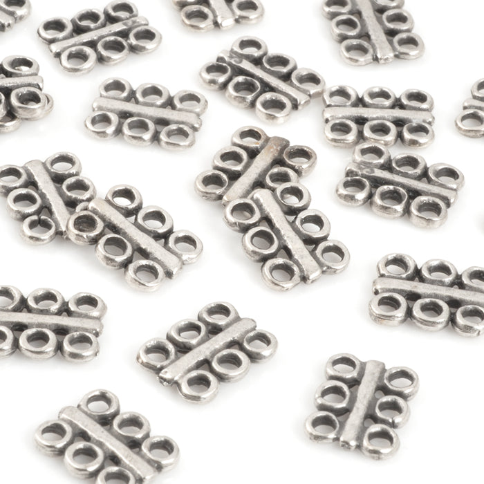 Castings Wholesale-10x12mm Bar Connector-6 Hole-Antique Silver