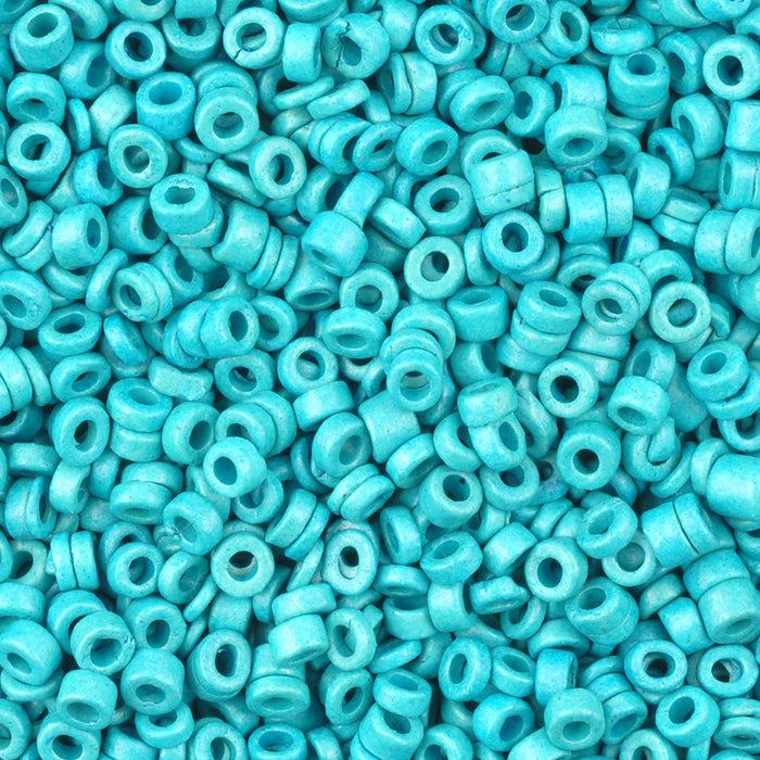 Ceramic Beads Wholesale-3mm Tube-Turquoise-50 Grams