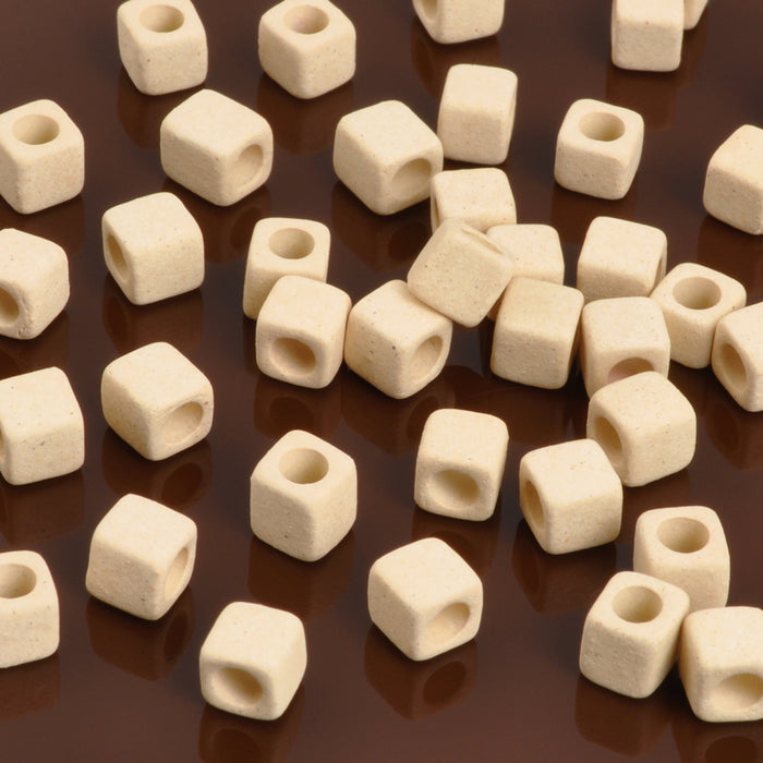 Ceramic Beads Wholesale-5mm Cube-Stone White