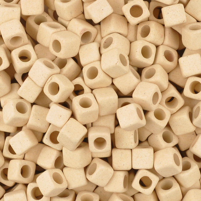 Ceramic Beads Wholesale-5mm Cube-Stone White