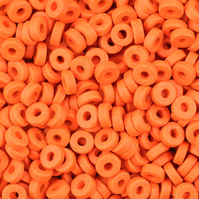 Ceramic Beads Wholesale-6mm Round Disc-Orange-Quantity 50 Grams