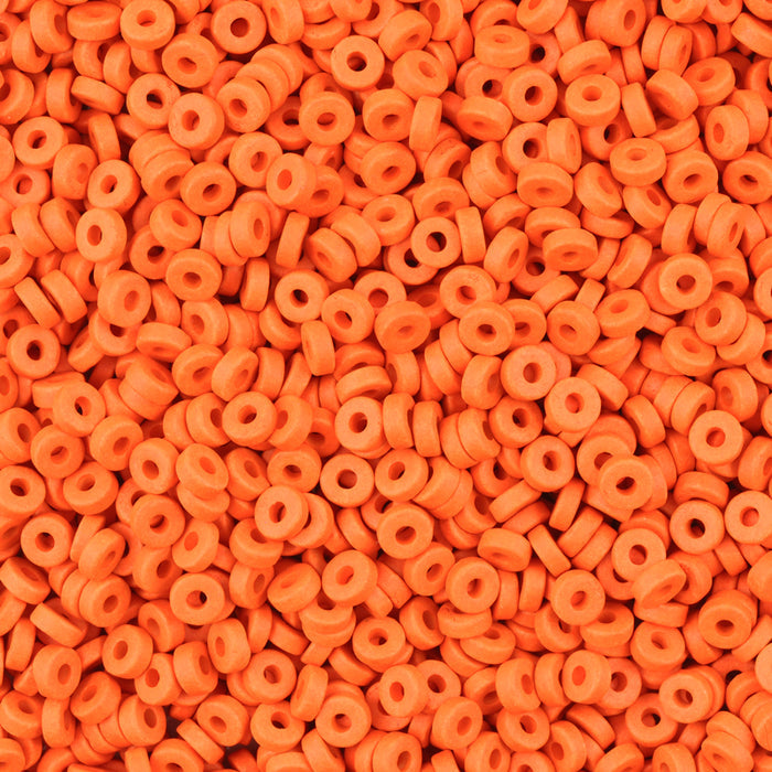Ceramic Beads Wholesale-6mm Round Disc-Orange-Quantity 50 Grams