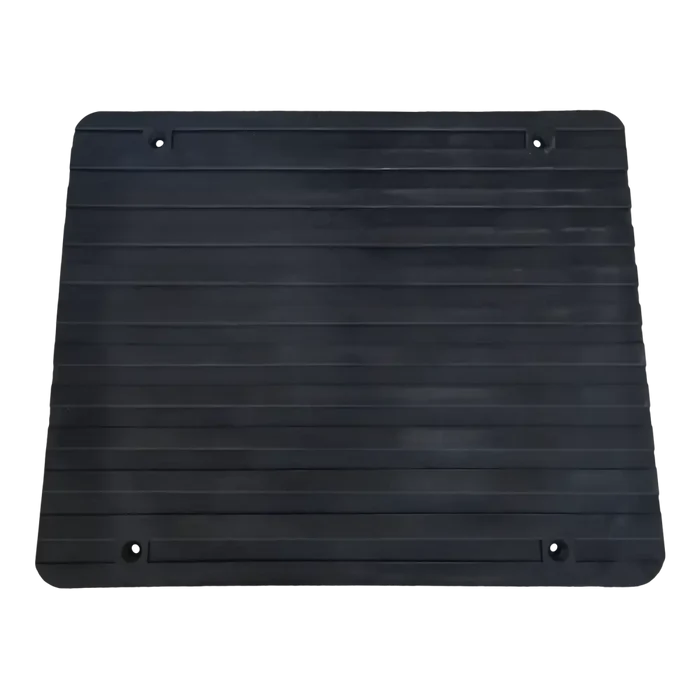 Black rubber mat with grooves and holes, perfect for Challenger SRM10 lift pad