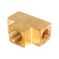 Brass T-shaped pipe fitting with three threaded ports for GTS Series barb tee fittings