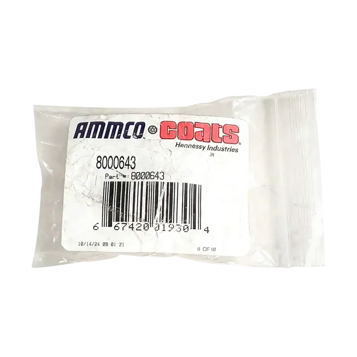 Plastic bag with Ammco Coats label for Coats 8000643 OEM Tire Changer Brass Tee Hose Fittings featuring male barb tee and barb tee fittings in GTS series