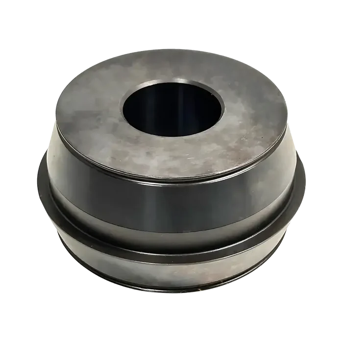 Dark gray double-sided collet with central opening for precise wheel balancing on 40mm shafts