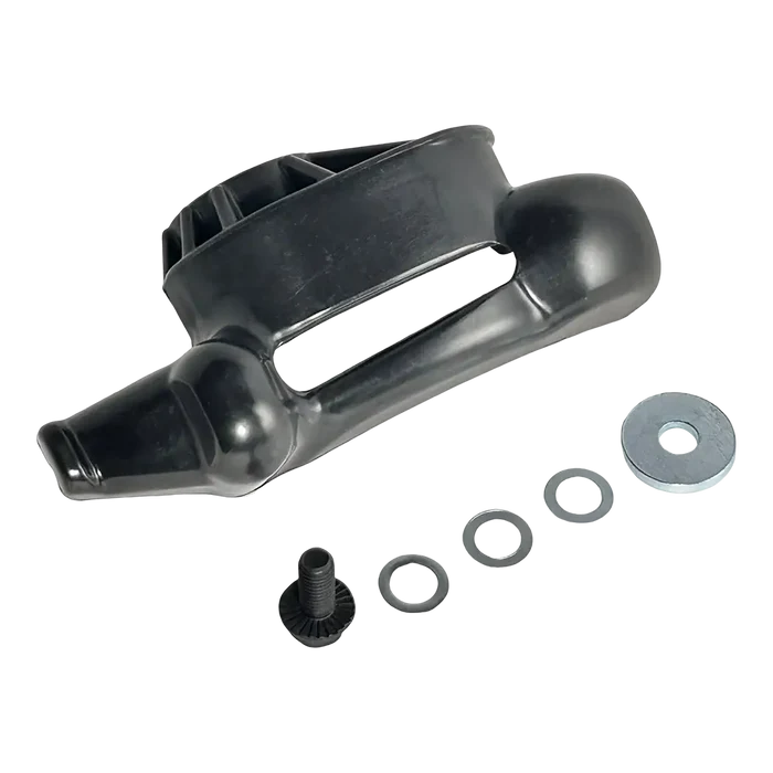 Black plastic mounting bracket with washers and screw for Coats Duck Head hardware