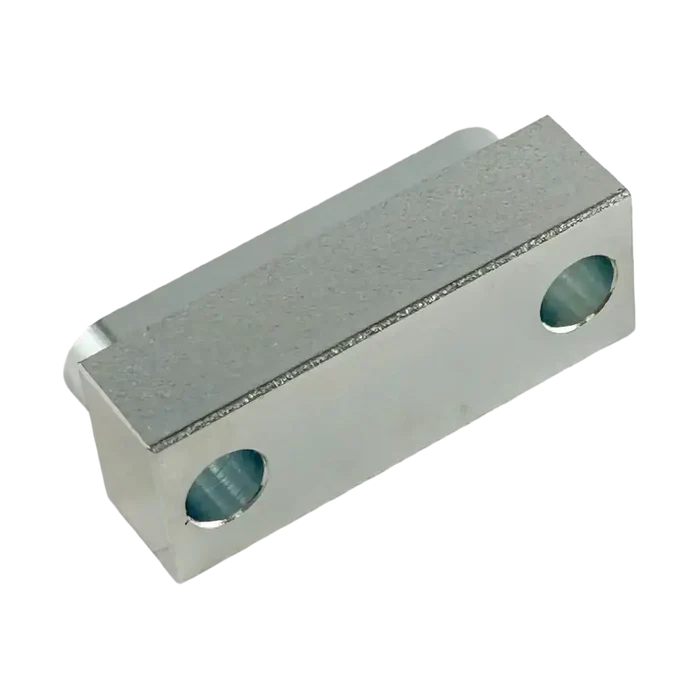 Rectangular metal lock block with two through-holes for X-Model Tire Changer swing arm lock
