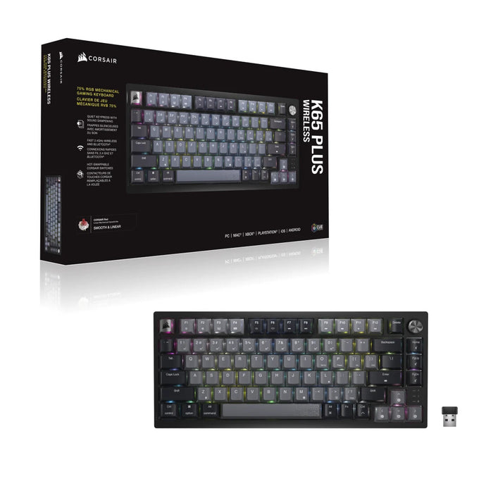 Corsair K65 PLUS WIRELESS keyboard Gaming RF Wireless UK English Black, Grey