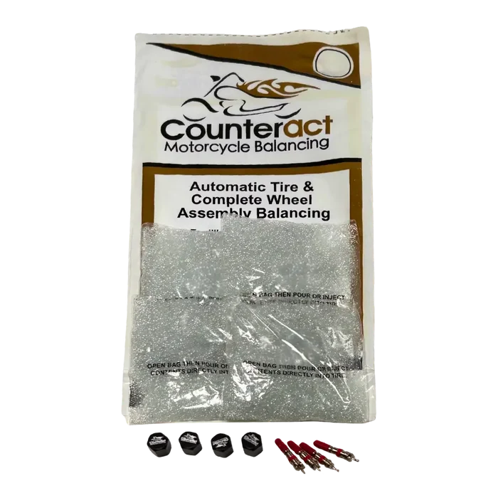 Counteract MK-Series balancing beads in bag-n-bag with red weights and clear packaging