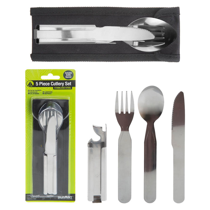 Cutlery Set in Pouch  Silver - 20cm x 6cm
