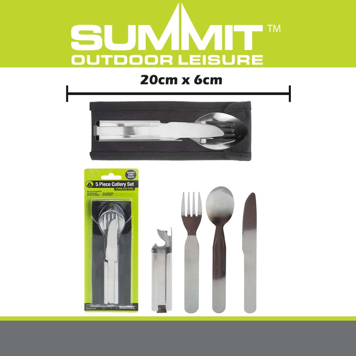 Cutlery Set in Pouch  Silver - 20cm x 6cm