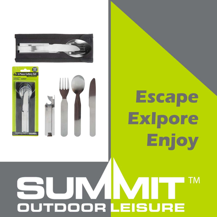 Cutlery Set in Pouch  Silver - 20cm x 6cm