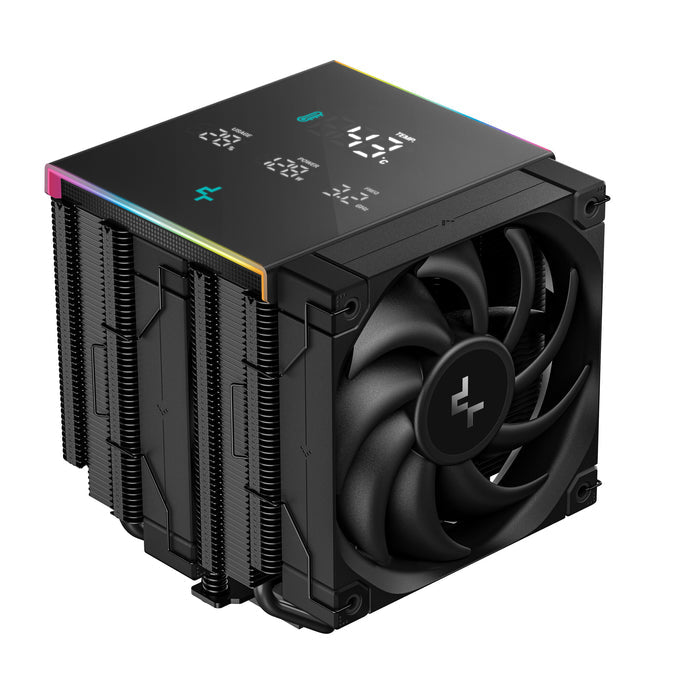DeepCool AK620 Digital Pro CPU Air Cooler, Dual-Tower with Digital Display, 120mm FDB Fans, ARGB Lighting, 6 Copper Heatpipes, LGA1700/AM5 Compatible, High-Performance Quiet Cooling for Gaming PCs