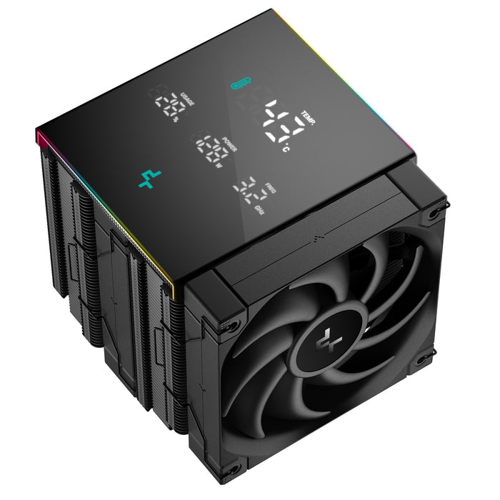 DeepCool AK620 Digital Pro CPU Air Cooler, Dual-Tower with Digital Display, 120mm FDB Fans, ARGB Lighting, 6 Copper Heatpipes, LGA1700/AM5 Compatible, High-Performance Quiet Cooling for Gaming PCs