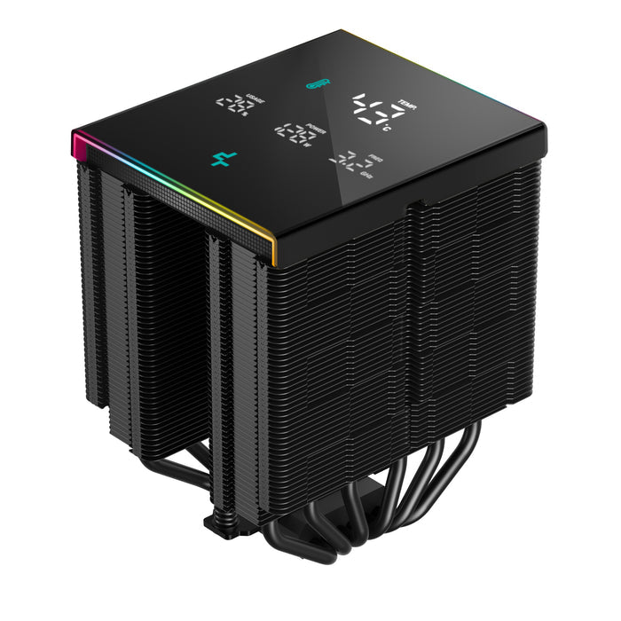 DeepCool AK620 Digital Pro CPU Air Cooler, Dual-Tower with Digital Display, 120mm FDB Fans, ARGB Lighting, 6 Copper Heatpipes, LGA1700/AM5 Compatible, High-Performance Quiet Cooling for Gaming PCs