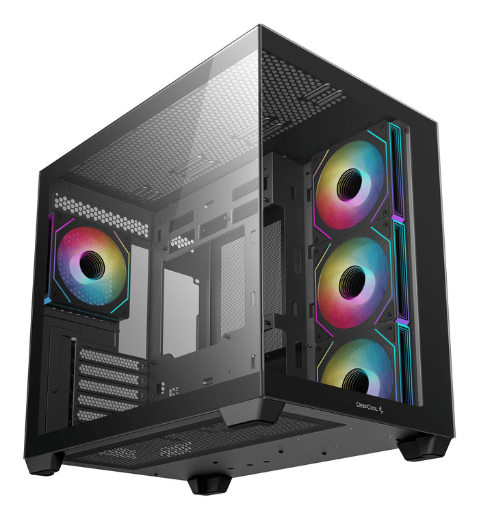 DeepCool CG530 4F Mid-Tower Case with Tempered Glass Panels, 4 Pre-Installed ARGB Fans, and Optimal Airflow Support, Black