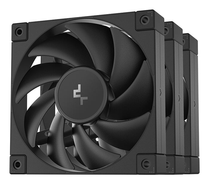 DeepCool FD12 120mm Case Fan 3-Pack, PWM Control, High Airflow, Low Noise, Hydro Bearing, Black, Anti-Vibration Pads, 4-Pin Connector