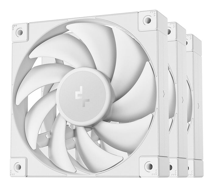 DeepCool FD12 120mm Case Fan 3-Pack, PWM Control, High Airflow, Low Noise, Hydro Bearing, White, Anti-Vibration Pads, 4-Pin Connector