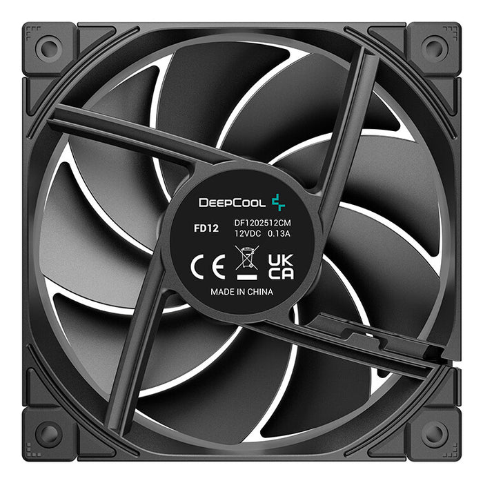 DeepCool FD12 120mm Case Fan 3-Pack, PWM Control, High Airflow, Low Noise, Hydro Bearing, Black, Anti-Vibration Pads, 4-Pin Connector