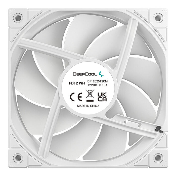 DeepCool FD12 120mm Case Fan 3-Pack, PWM Control, High Airflow, Low Noise, Hydro Bearing, White, Anti-Vibration Pads, 4-Pin Connector