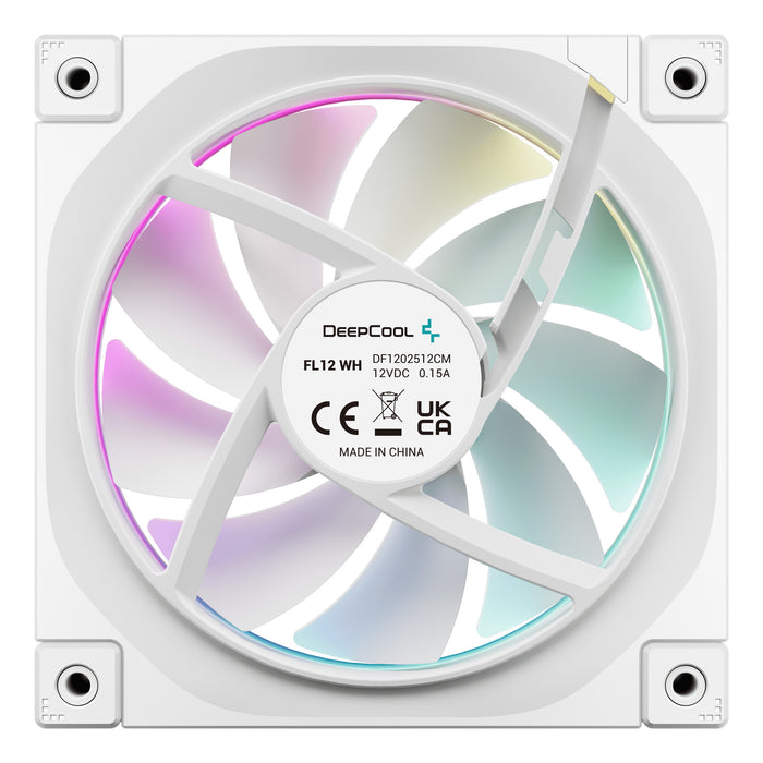 DeepCool FL12 120mm PWM 3 Pack White Fan - High Performance, Low Noise, Fluid Dynamic Bearing, 36 ARGB LEDs, 500-2150 RPM, 55 CFM Airflow, 4-Pin PWM Control