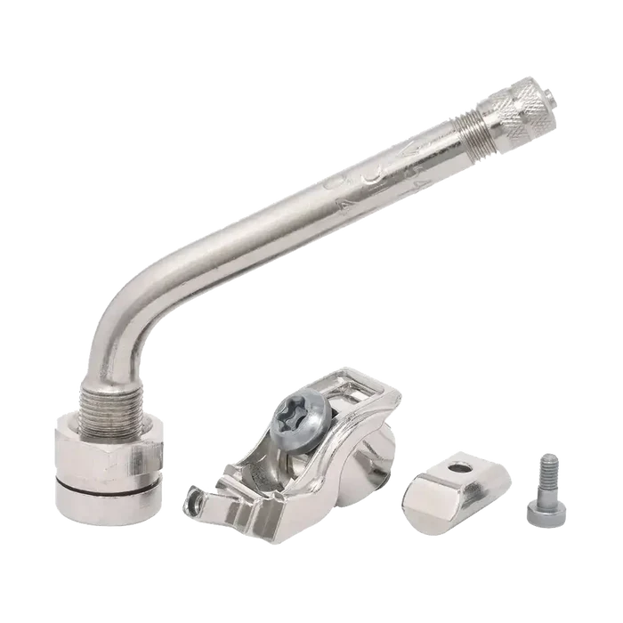 Stainless steel faucet with curved spout and handle, fits Dill-A-Dapter Valve for 2020+ Chevrolet Silverado and GMC Sierra