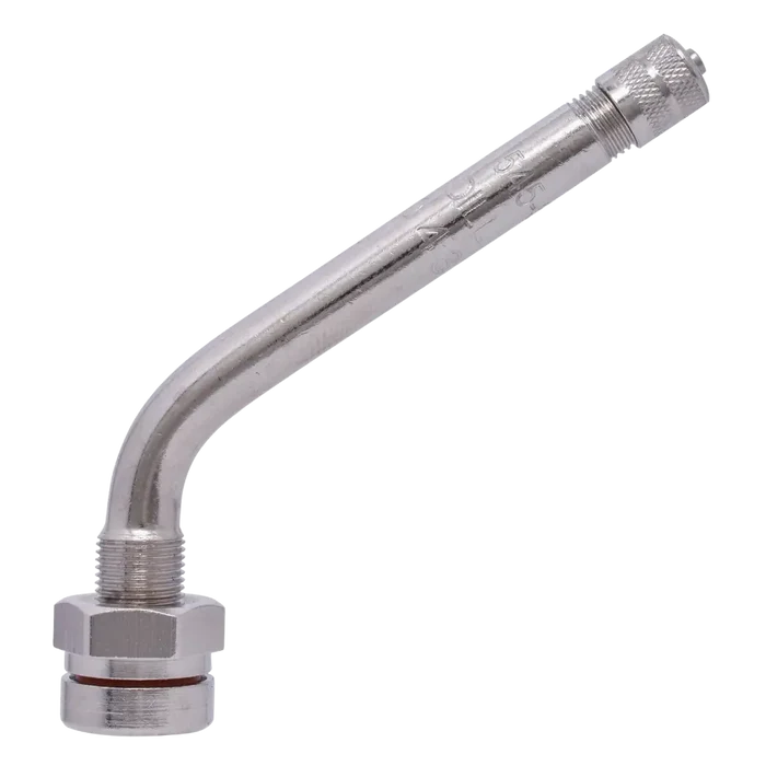Dill DV-545D-55 TPMS clamp-in valve stem with angled stainless steel elbow