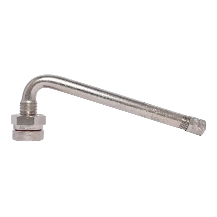 Curved stainless steel clamp-in TPMS Dill DV-546G valve for .390’’ hole