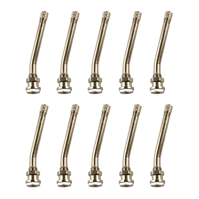 Gold-tone Dill DV-V3 TPMS OEM valve stem with curved nozzles