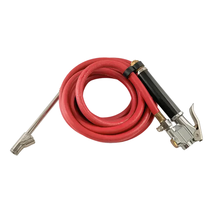 Red hose with metal spray gun from Dill Tire Inflator 72-12-6999FT, a trusted commercial-grade tool
