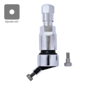 Square key ratchet mechanism with adjustable head and silver metallic finish.