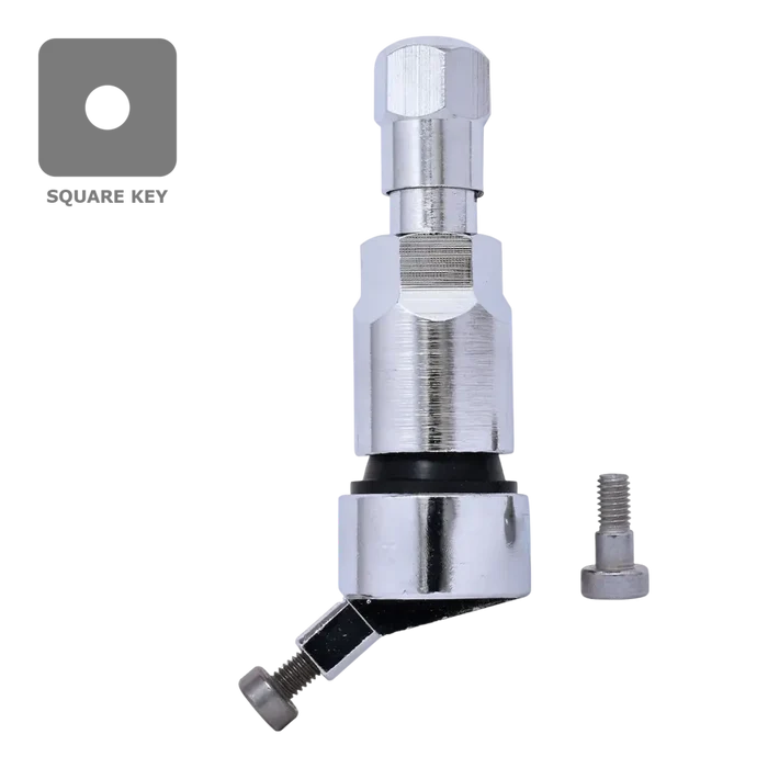 Square key ratchet mechanism with adjustable head and silver metallic finish.