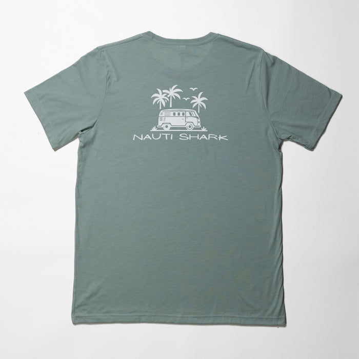 Dusty Blue COASTAL VAN T-Shirt - VAN WHITE LOGO