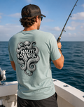 Dusty Blue KRAKEN T-SHIRT - Black & White Design