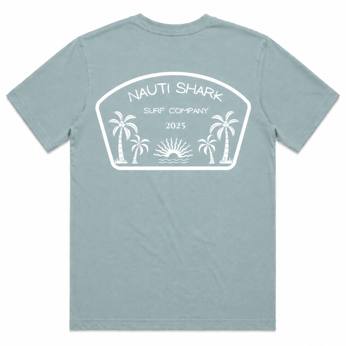 Dusty Blue SURF COMPANY T-SHIRT - White Design
