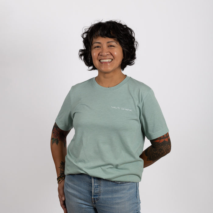 Dusty Blue SURF COMPANY T-SHIRT - White Design
