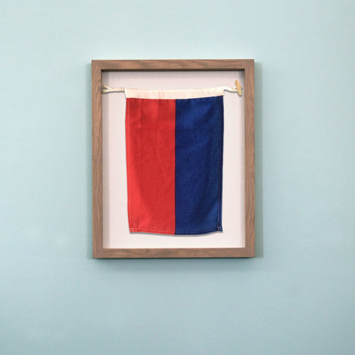 "E" Nautical Flag in Glass-Free Shadow Box Frame - Maritime Tribes USA