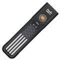 Fenix E06R Pro flat flashlight device with American flag engraved design on a white background