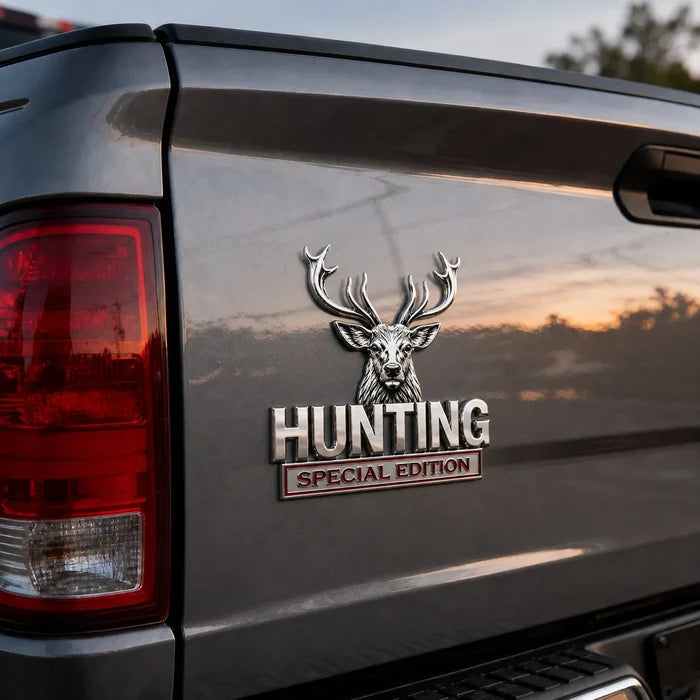 🦌 Edición especial CAZA - Emblema metálico cromado 3D para tu coche-ES
