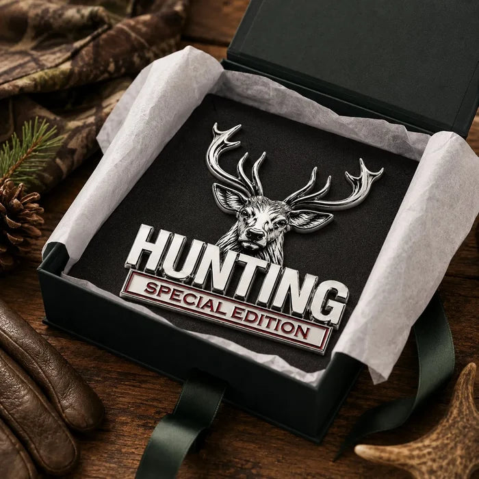 🦌 Edición especial CAZA - Emblema metálico cromado 3D para tu coche-ES