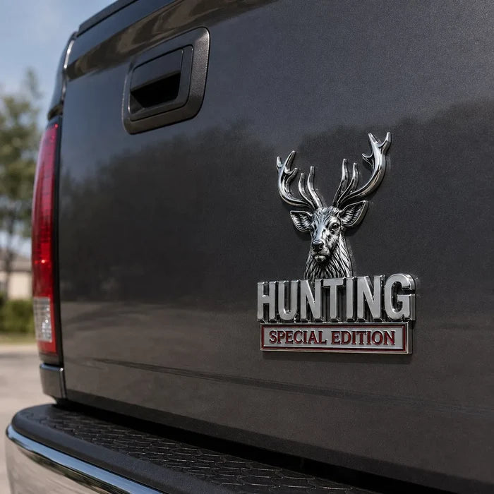 🦌 Edición especial CAZA - Emblema metálico cromado 3D para tu coche-ES