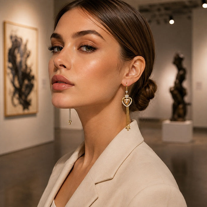 ✨ Elegantes pendientes con borlas en forma de corazón-ES