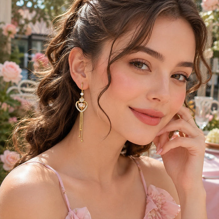 ✨ Elegantes pendientes con borlas en forma de corazón-ES