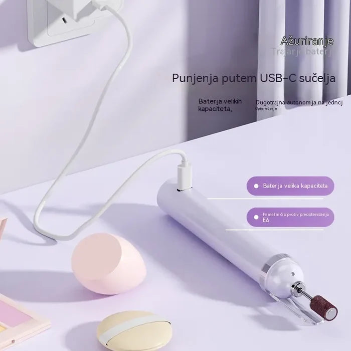 💅Električna turpija za nokte 2 u 1 s LED lampom (lampa za sušenje + 5 nastavaka za poliranje)-HR