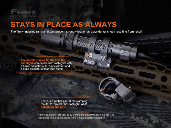 fenix alg-16 flashlight Multi Rail Mount System secure fit
